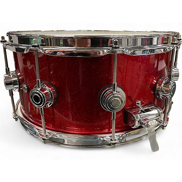 Used DW 6.5X14 Collectors Series Solid Single Ply Maple Red Sparkle Drum