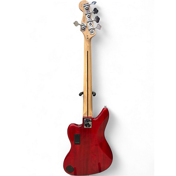 Used Squier Vintage Modified Jaguar Bass V 5 String Crimson Red Trans Electric Bass Guitar