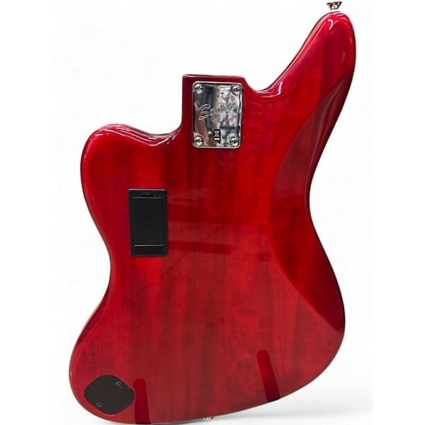 Used Squier Vintage Modified Jaguar Bass V 5 String Crimson Red Trans Electric Bass Guitar