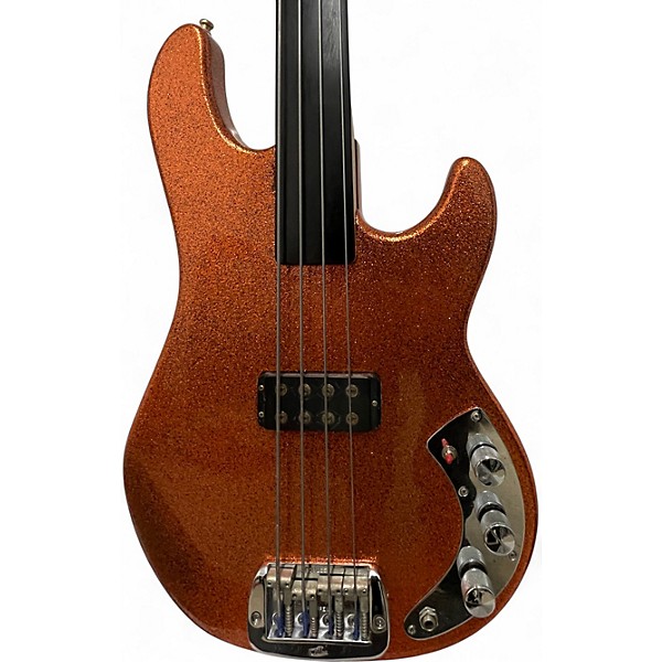 Used G&L l1000 fretless ORANGE SPARKLES Electric Bass Guitar
