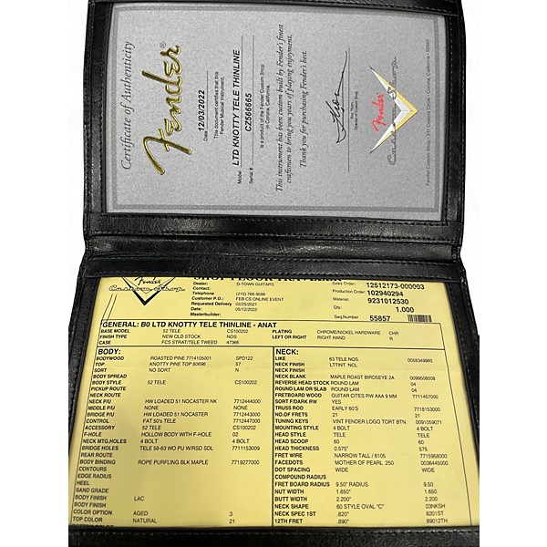 Used 2022 Fender Custom Shop LTD KNOTTY PINE THINLINE TELECASTER Natural Hollow Body Electric Guitar