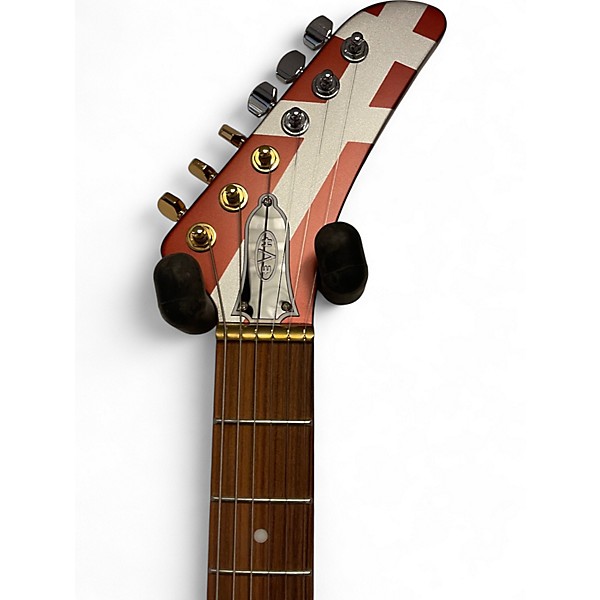 Used EVH Striped Series Shark Burgandy / Silver Stripes Solid Body Electric Guitar