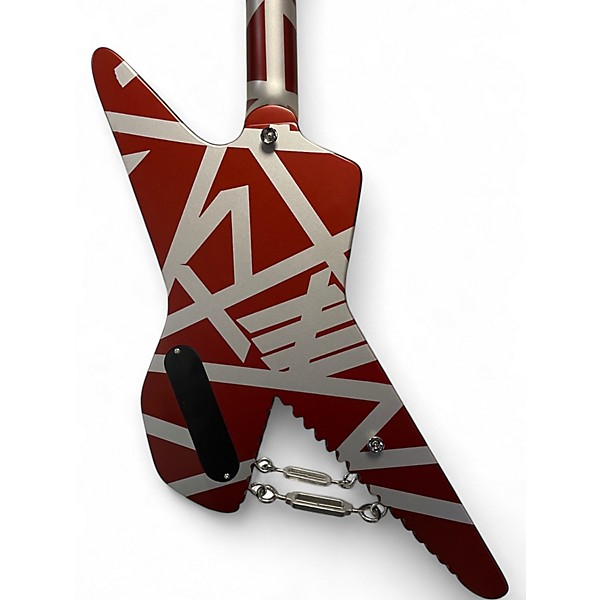 Used EVH Striped Series Shark Burgandy / Silver Stripes Solid Body Electric Guitar