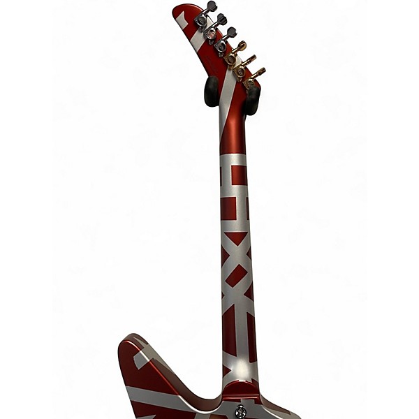 Used EVH Striped Series Shark Burgandy / Silver Stripes Solid Body Electric Guitar