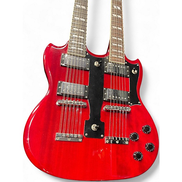 Used Cozart 6/12 Double Neck Wine Red Solid Body Electric Guitar