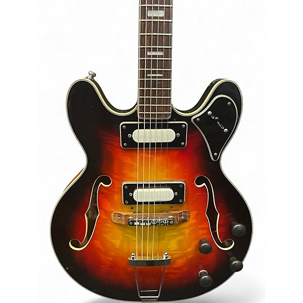 Used Univox Custom  2 Tone Sunburst Hollow Body Electric Guitar