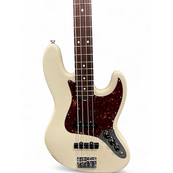Used 2008 Fender American Standard Jazz Bass Olympic White Electric Bass Guitar