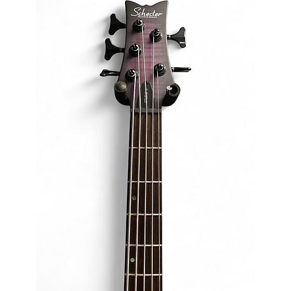 Used Schecter Guitar Research Stiletto Studio 5 String Trans Purple Electric Bass Guitar
