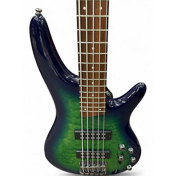 Used Ibanez SR405EQM Quilted Maple Cosmic Blue Starburst Electric Bass Guitar