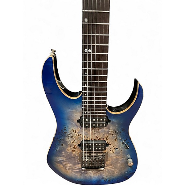 Used Ibanez rg1027pbf Blue Burst Solid Body Electric Guitar