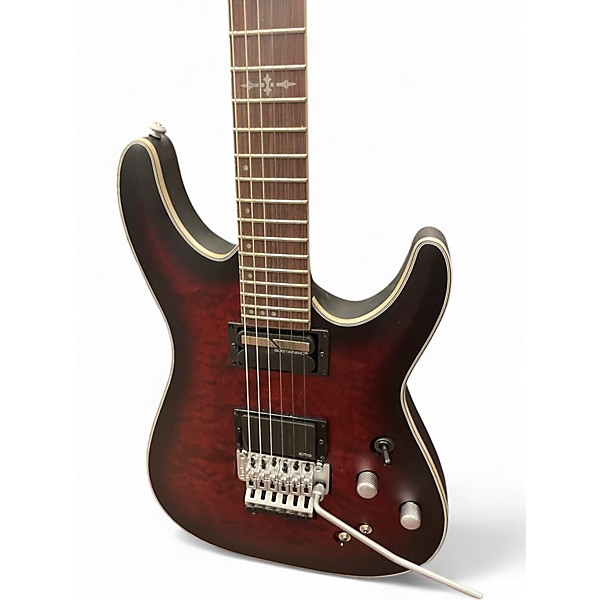 Used Schecter Guitar Research C-1 Platinum FR S Satin Crimson Red Burst Solid Body Electric Guitar