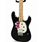 Used Squier Hello Kitty Hum Black With Kitty Pickguard Left Hand Black Solid Body Electric Guitar