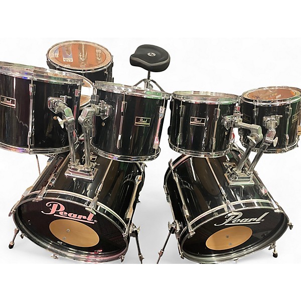 Used Pearl 8 Piece Export Black Drum Kit