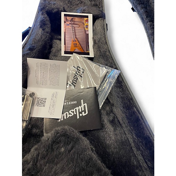 Used Gibson CAORINA FLYING V WALNUT  Brown Solid Body Electric Guitar