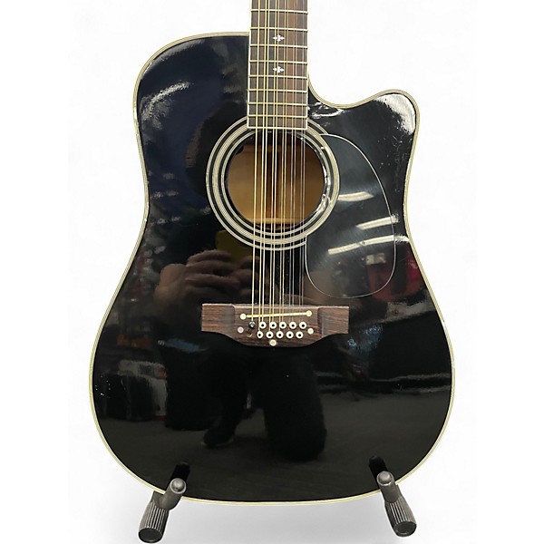 Vintage 1996 Takamine EF381C Black 12 String Acoustic Electric Guitar
