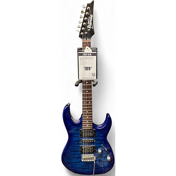 Used Ibanez GRX70QA Trans Blue Solid Body Electric Guitar