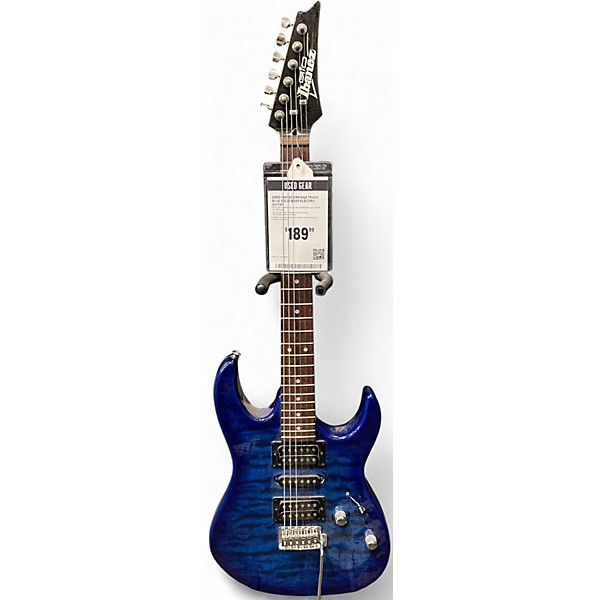 Used Ibanez GRX70QA Trans Blue Solid Body Electric Guitar