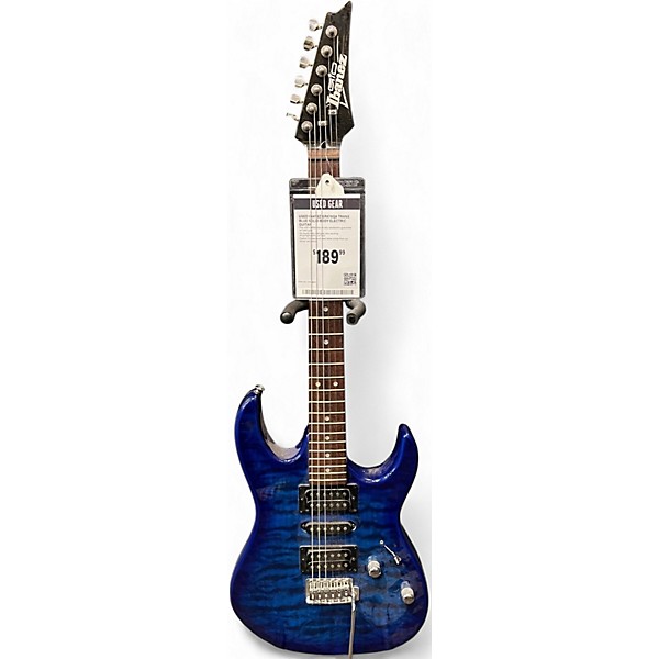 Used Ibanez GRX70QA Trans Blue Solid Body Electric Guitar