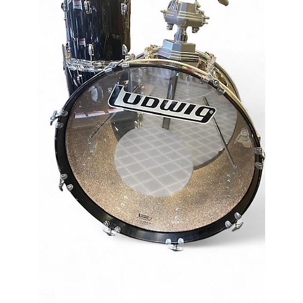 Vintage 1980s Ludwig 4 Piece rockers Black Drum Kit