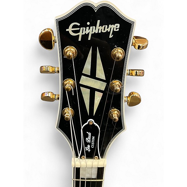 Used Epiphone Les Paul Custom White Solid Body Electric Guitar