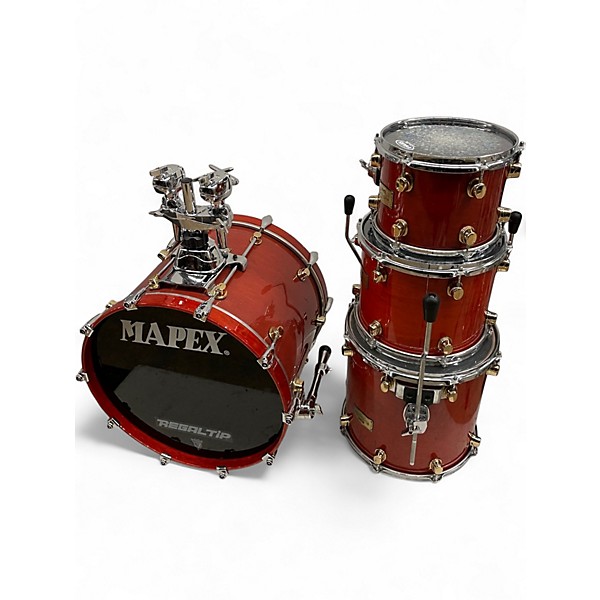 Used Mapex 4 Piece ORION CLASSIC SERIES TRANSPARENT RED Drum Kit