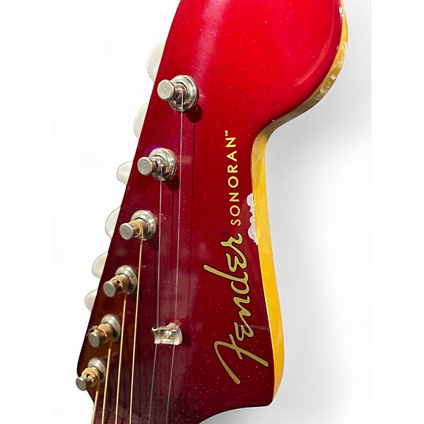 Used Fender Sonoran SCE Candy Apple Red Acoustic Electric Guitar