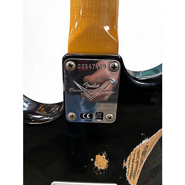 Used Fender Custom Shop 1969 Relic Black Solid Body Electric Guitar