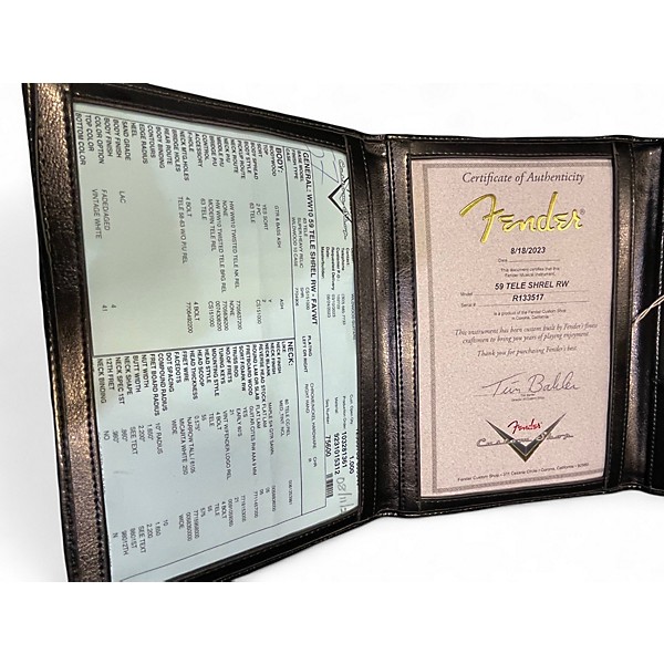 Used 2023 Fender WILDWOOD 10 1959 TELECASTER SUPER RELIC VINTAGE WHITE Solid Body Electric Guitar