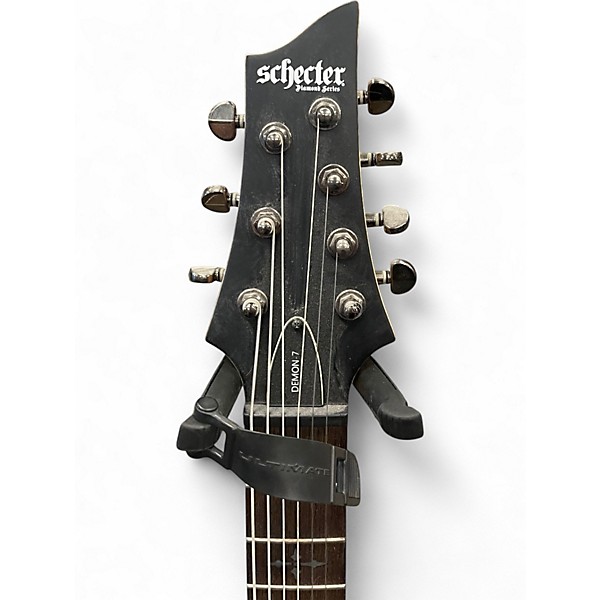 Used Schecter Guitar Research Demon 7 Satin Black Solid Body Electric Guitar