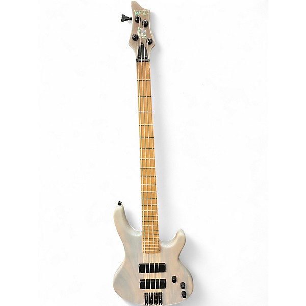 Used Aio Wolf S4 Trans White Electric Bass Guitar