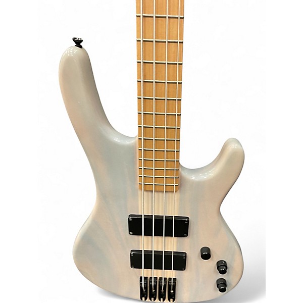 Used Aio Wolf S4 Trans White Electric Bass Guitar