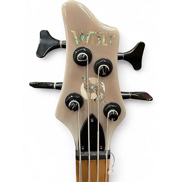 Used Aio Wolf S4 Trans White Electric Bass Guitar