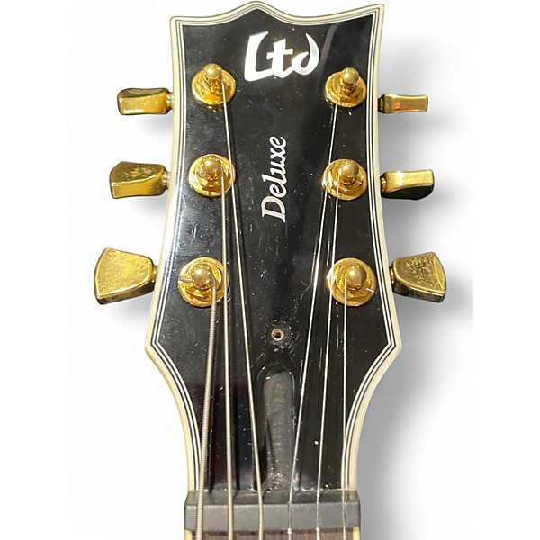 Used ESP LTD EC1000 Deluxe WHITE AND GOLD Solid Body Electric Guitar