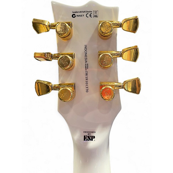 Used ESP LTD EC1000 Deluxe WHITE AND GOLD Solid Body Electric Guitar