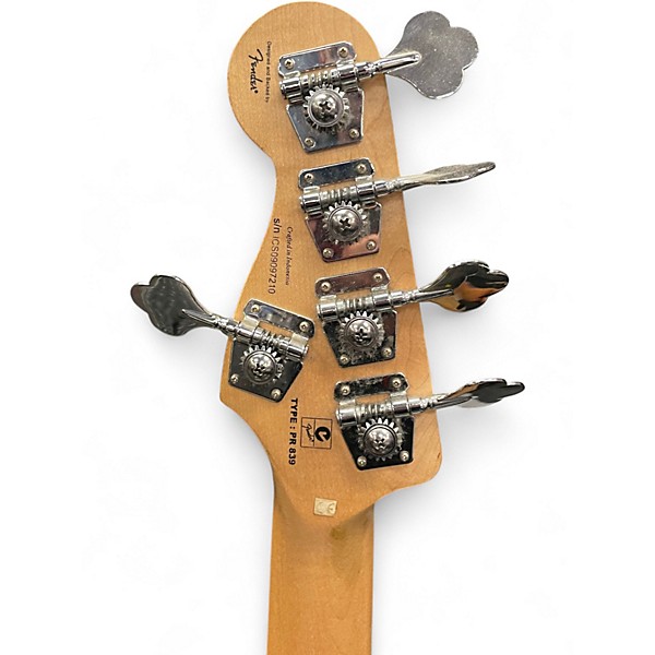 Used Squier Deluxe Jazz Bass Active V 5 String Black Electric Bass Guitar