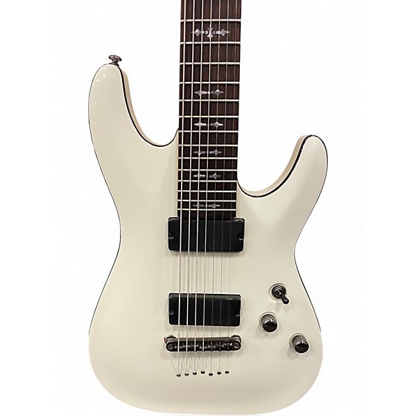 Used Schecter Guitar Research Demon 7 String Vintage White Solid Body Electric Guitar
