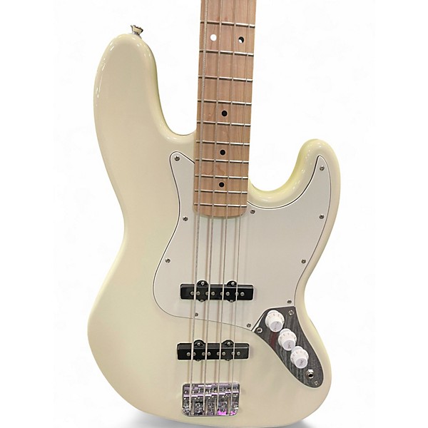 Used Squier STANDARD JAZZ BASS White Electric Bass Guitar