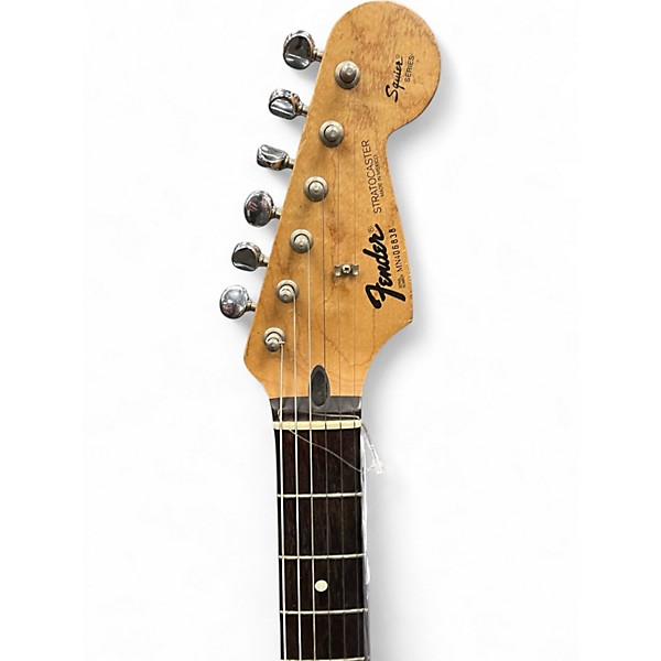 Used 2000s Fender Squier Series Standard Strat Candy Apple Red Solid Body Electric Guitar