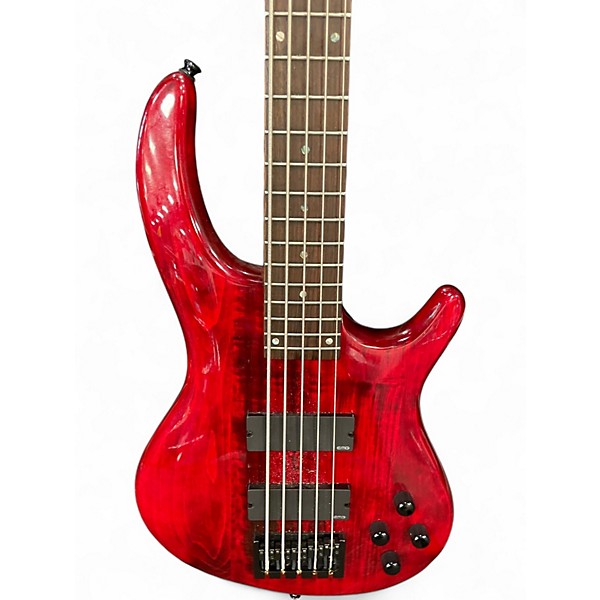 Used 2006 Dean Edge 5 String EMG Candy Apple Red Electric Bass Guitar