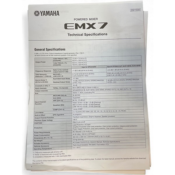 Used 2020 Yamaha emx7 Powered Mixer