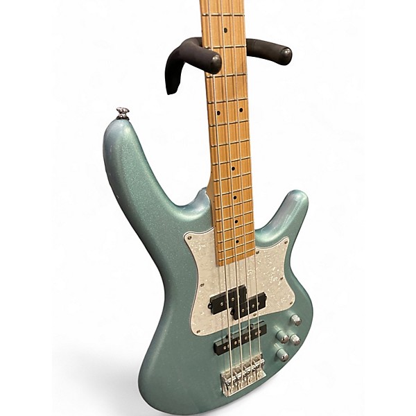 Used Ibanez SRMD200 Chrome Blue Electric Bass Guitar