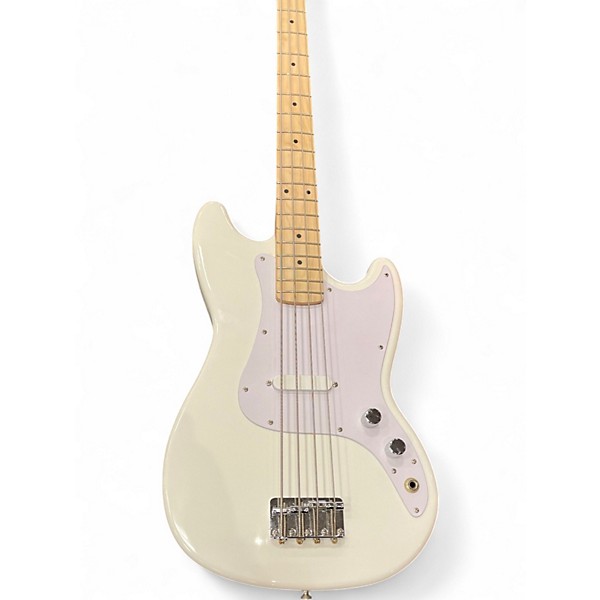 Used Squier Bronco Alpine White Electric Bass Guitar