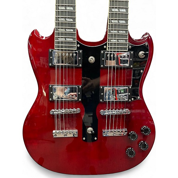 Used Cozart Double Neck 6/12 Cherry Solid Body Electric Guitar