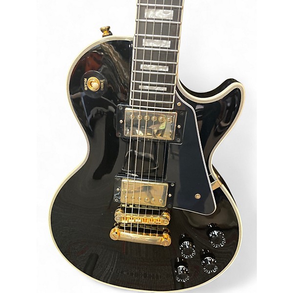 Used Epiphone Les Paul Custom Black and Gold Solid Body Electric Guitar