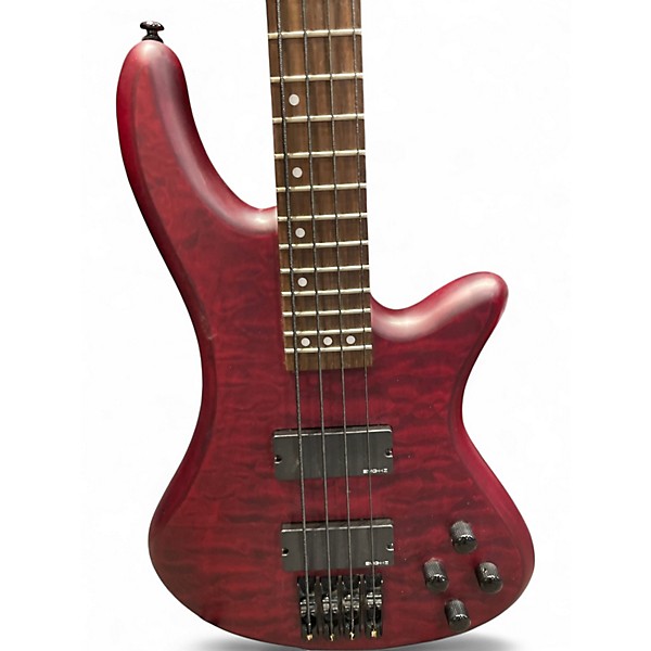 Used Schecter Guitar Research Stiletto Custom 4 String Red Electric Bass Guitar