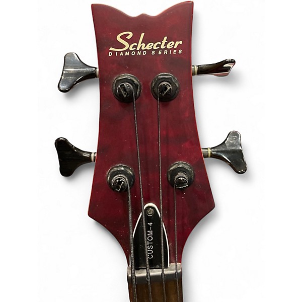 Used Schecter Guitar Research Stiletto Custom 4 String Red Electric Bass Guitar