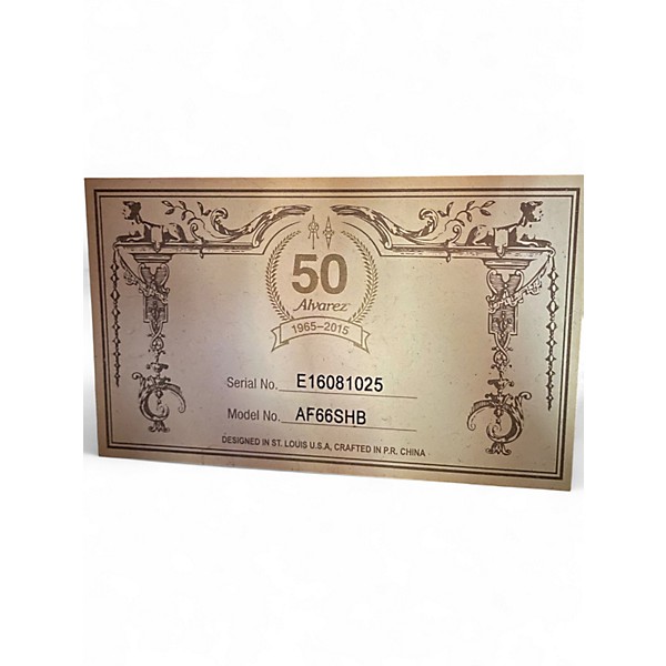 Used Alvarez af66shb Brown Sunburst Acoustic Guitar