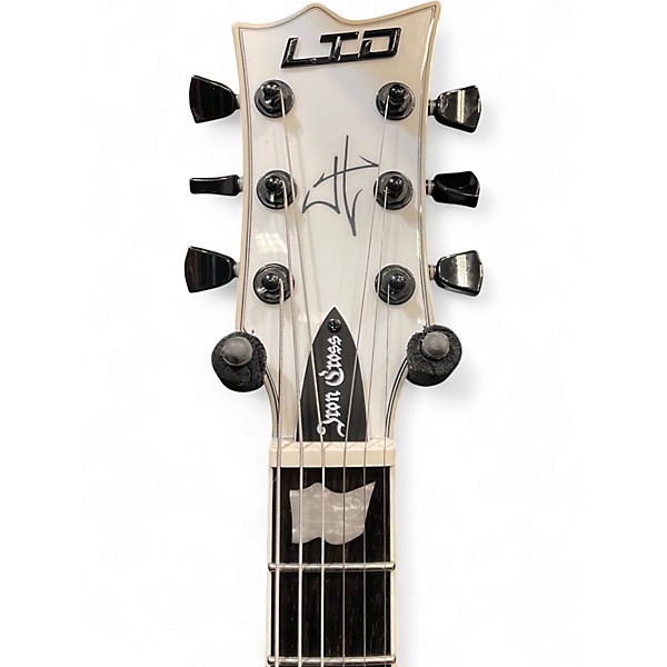 Used ESP LTD James Hetfield Signature Iron Cross Snow White Solid Body Electric Guitar