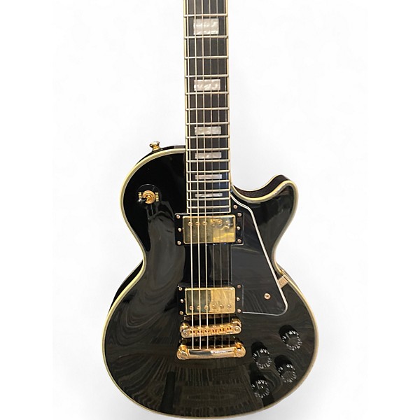 Used Epiphone Les Paul Custom Pro Black and Gold Solid Body Electric Guitar