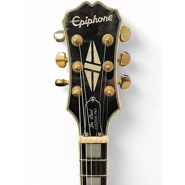 Used Epiphone Les Paul Custom Pro Black and Gold Solid Body Electric Guitar